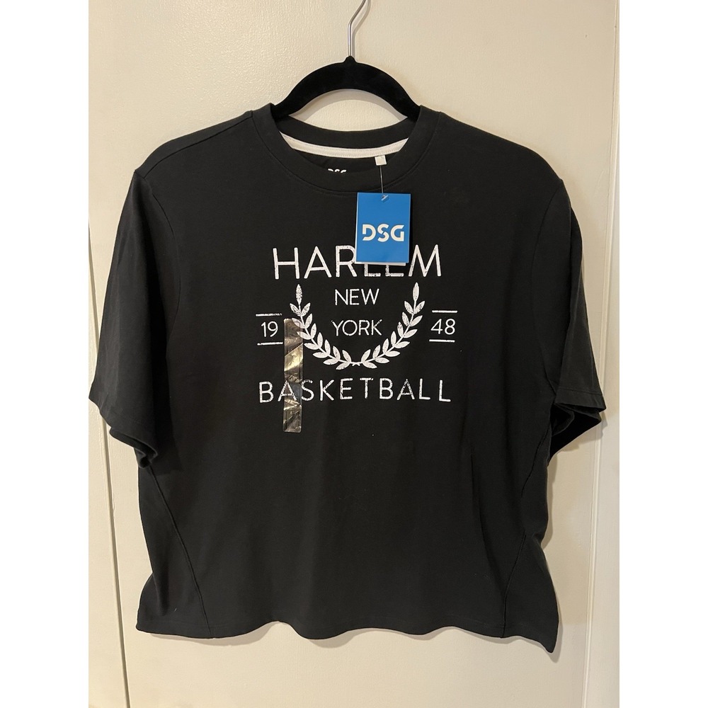 NWT DSG Girl's Size L (14) Boxy Graphic Tee Black Harlem New York Basketball